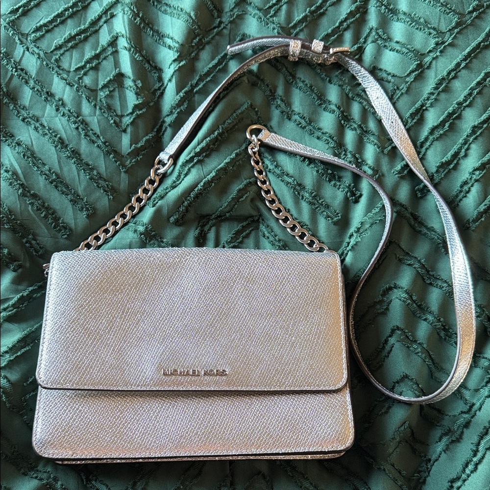 Michael Kors Metallic Silver Crossbody Bag